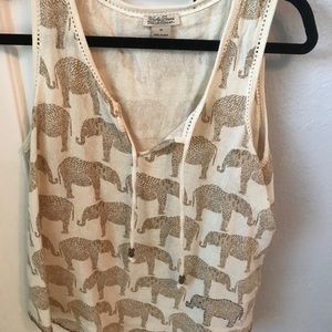 Lucky brand tank with casual elephants linen